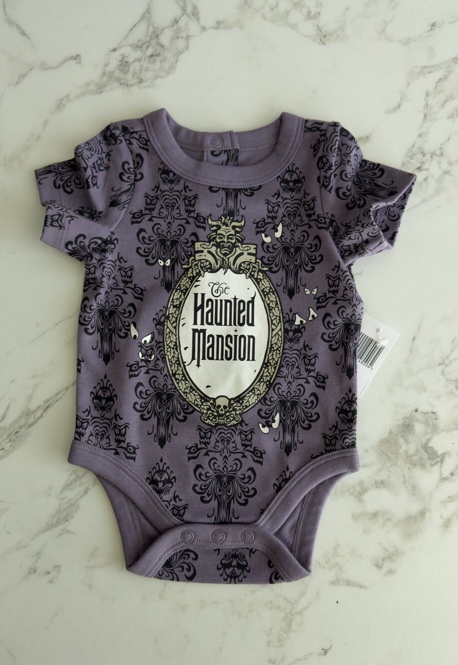 Disney Parks The Haunted Mansion Wallpaper Baby Onesie Bodysuit 0-3 Months NWT